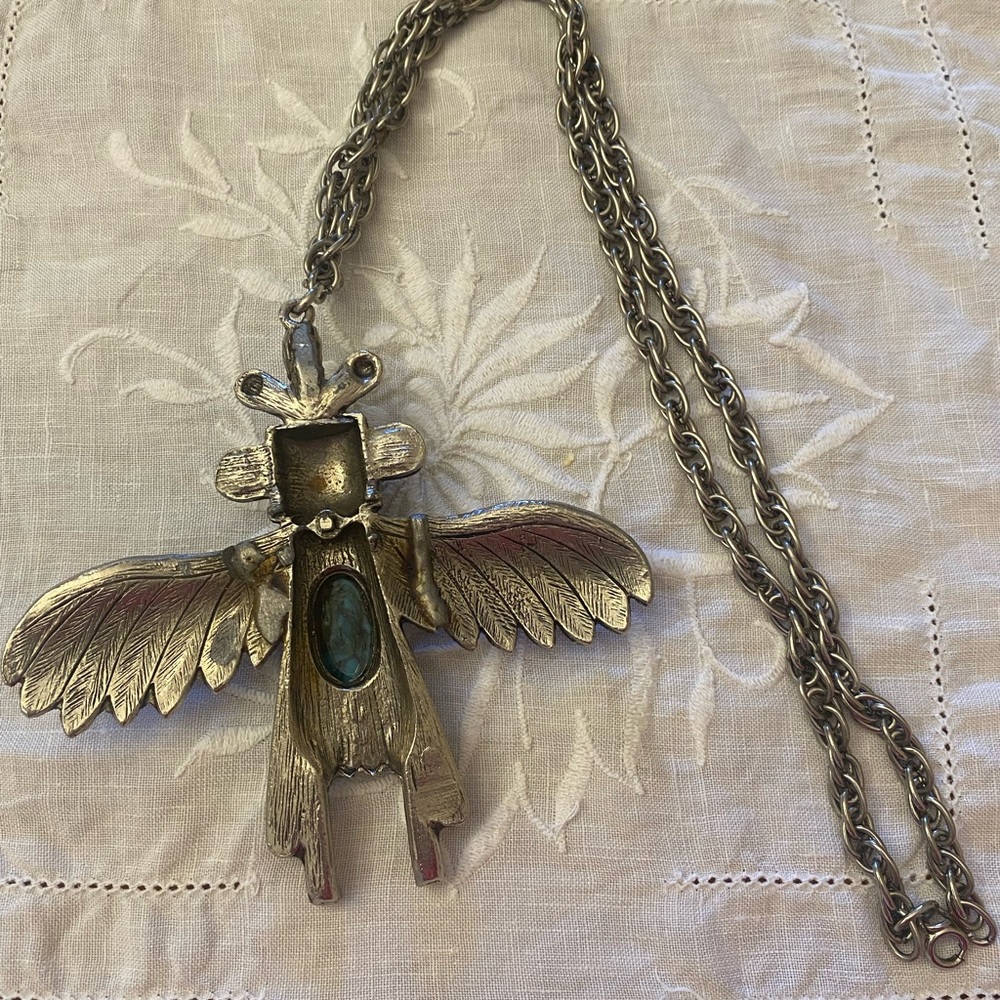 Vintage silver tone Kachina necklace